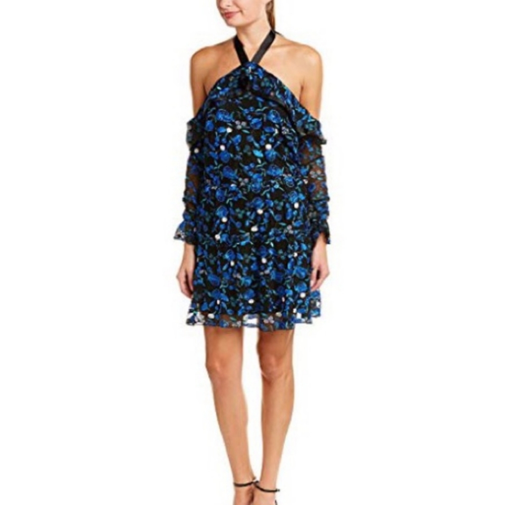 NWT ALEXIA ADMOR Royal Blue Floral Off The Shoulder Dress - Picture 2 of 10